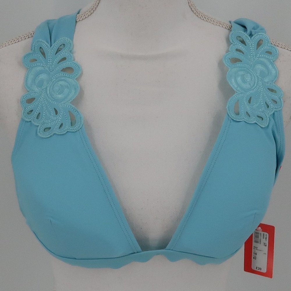 River Island Resort Blue Bikini Top Size 12 New with tags - Flawed